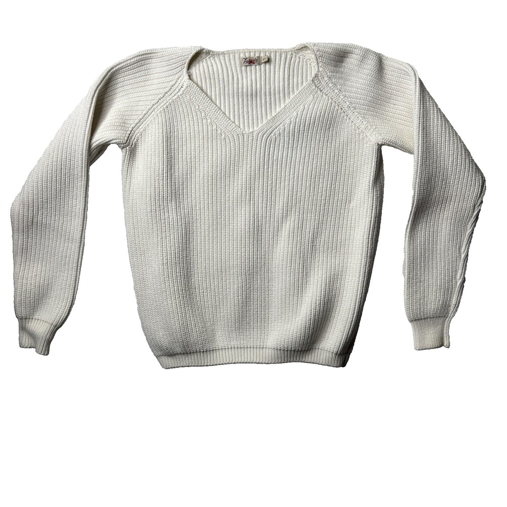 Faherty Pacifica Sweater Organic‎ Cotton White Preppy Pullover Sz XS Heavyweight